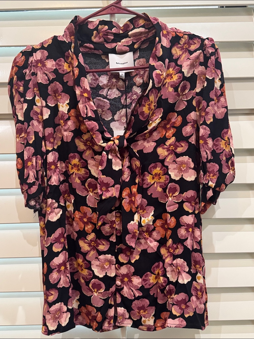 NEW REFORMATION joelle drapey lightweight top in red, black
